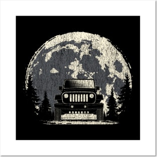 Jeep Under The Moon Night Rider For Men and Women Posters and Art